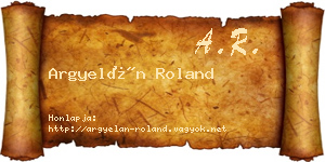 Argyelán Roland névjegykártya